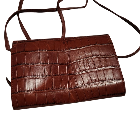 Brighton Crossbody Wallet Purse Brown Crocodile - Picture 4 of 13